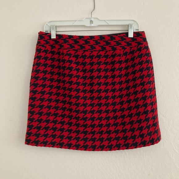 Vintage Tommy Hilfiger Wool Blend Houndstooth Mini Skirt Red Preppy Academia 6 - Picture 4 of 7